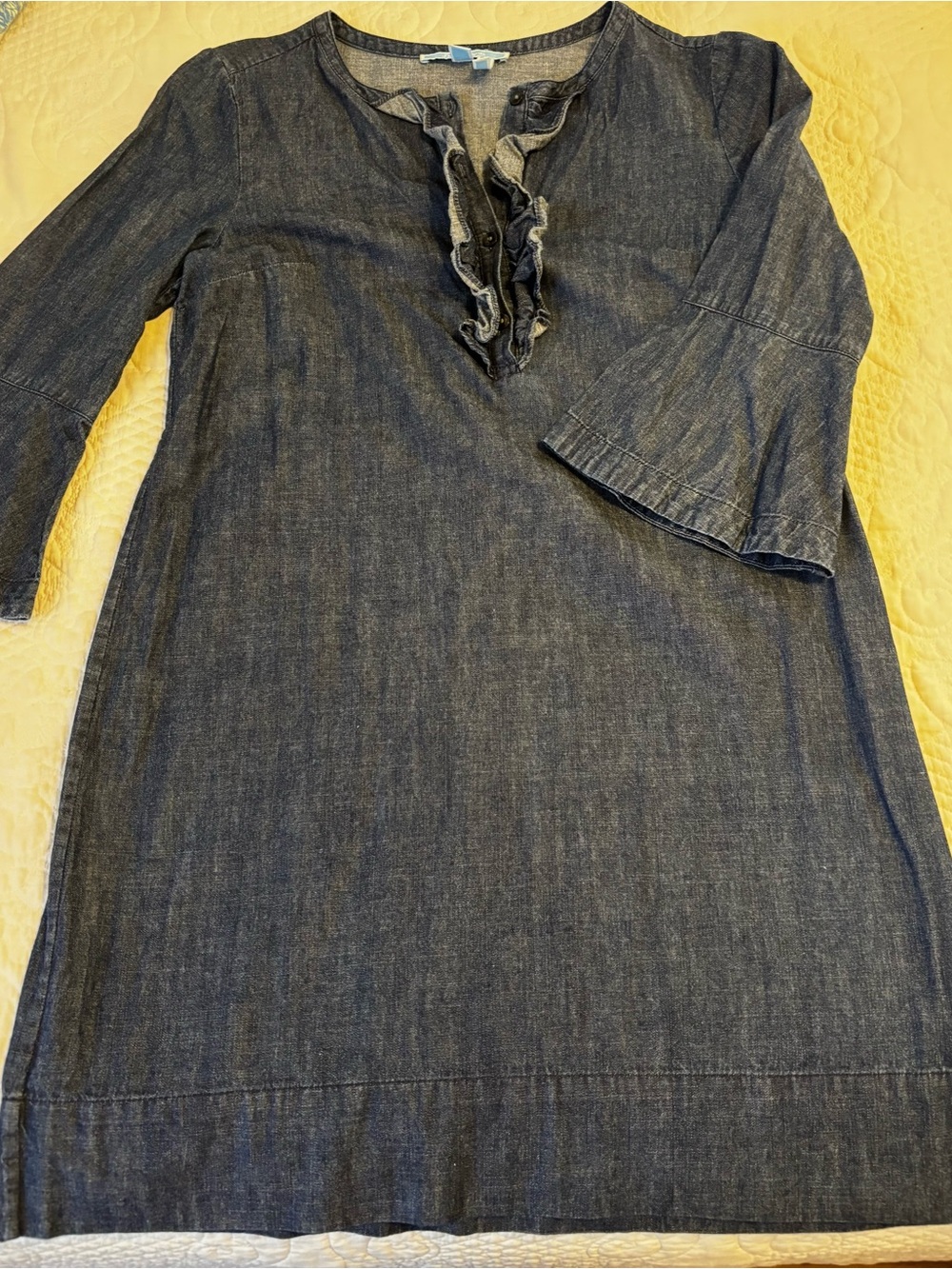 Draper James Dark Chambray Ruffle Shift Dress